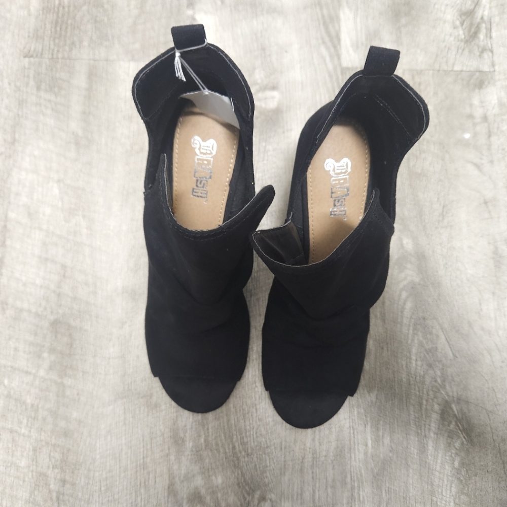 Women's Slip-On Open Toe Peep Toe Ankle Boots Suede Black - Size 8.5 *NWT* - Picture 5 of 9